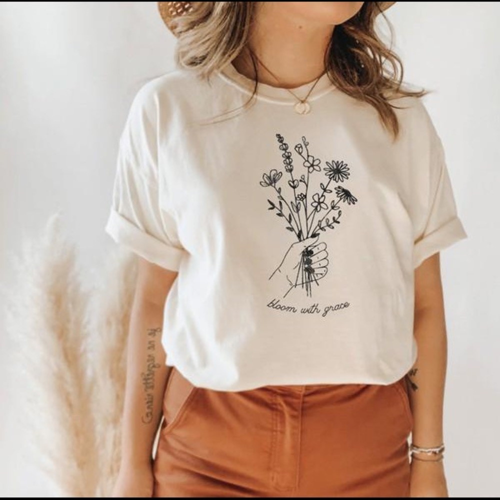 Neutral Bloom with grace Graphic tshirt